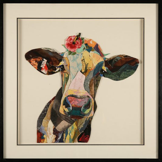Kaku Cow Collage Art (YS-256) Cow Collage Art with Black PS Frame  Size: 65x65x3 cm