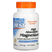 octor's Best Magnesium provides a daily dose of high absorption magnesium without the gastrointestinal distress.  This superior formula with 100% chelated lysinate glycinate magnesium absorbs effectively to support muscle relaxation and optimum nerve function.