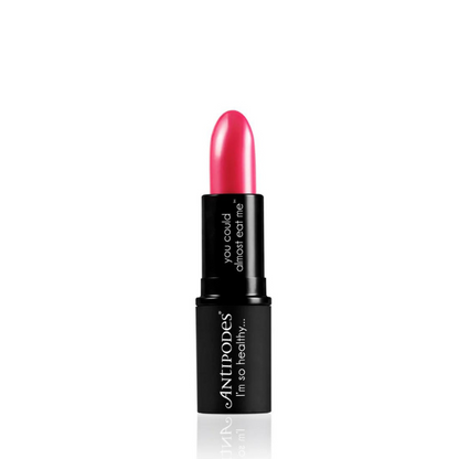 Antidodes Dragon Fruit Pink Moisture-Boost Natural Lipstick 4g 1st Stop, Marshall's Health Shop!  This nourishing Moisture-Boost Natural Lipstick is formulated with ingredients that are not only safe and natural, but so healthy you could almost eat them! Pure plant oils of avocado, evening primrose, and jojoba seed mean our lipsticks condition as they colour.
