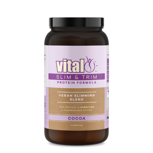 Vital Plant Protein Slim & Trim 500g 1st Stop, Marshall's Health Shop!  The Vital Slim & Trim Formula contains the highest quality European Pea Protein mixed with a powerful blend of weight management supporting ingredients including l-carnitine and thermogenic spices ginger, cayenne pepper and turmeric.