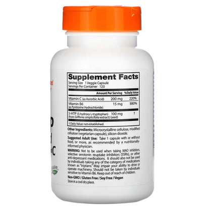 Doctor's Best 5-HTP (5-hydroxy L-tryptophan) contains a naturally occurring metabolite of the amino acid tryptophan. 5-HTP is extracted from the seeds of the Griffonia simplicifolia plant. Vitamin B6 and Vitamin C are important co-factors in the 5-HTP's conversion to serotonin, a neurotransmitter substance found at the junctions (synapses) between neurons.