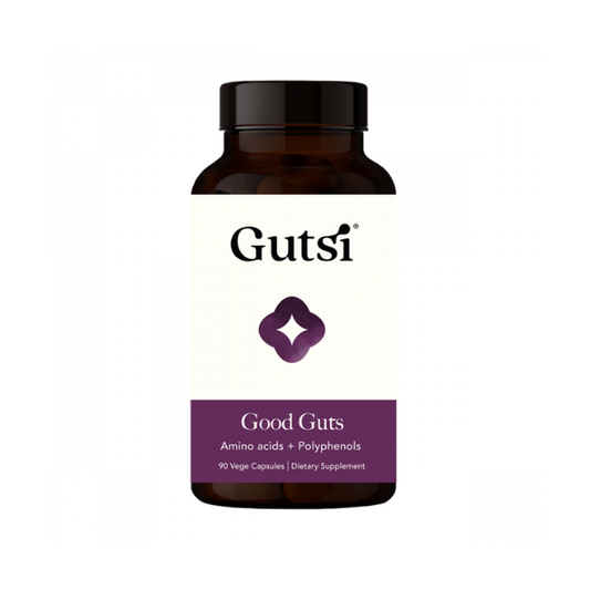 Gutsi Good Guts 90s 1st Stop, Marshall's Health Shop!  Gutsi® Good Guts contains key amino acids and polyphenols which support postbiotic production for a strong gut barrier.  Gutsi® Good Guts provides smart nutritional support for strong, healthy guts.