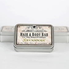 Our three in one soap, shampoo, conditioner for “Hair, There and Everywhere” with four oils to naturally care for your hair and skin.  Scented with sandalwood and orange, it’s the ultimate in washing luxury.  Contains: coconut oil, almond oil, argan oil, hemp oil, lye, and essential oils.  Our Savannah three in one, soap, shampoo and conditioner bar  is available in an aluminium gift tin