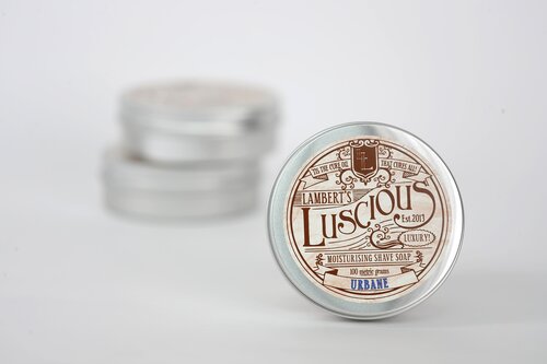 Lambert’s Luscious Luxury Moisturising Shaving Soap is the perfect shaving soap for the gentleman who wants the ultimate in shaving luxury, performance, comfort and style.   Lasting several months, these shaving soaps offer great value.    Urbane is our most popular fragrance, with essential oils including patchouli, rose geranium and musk providing a memorable scent.  