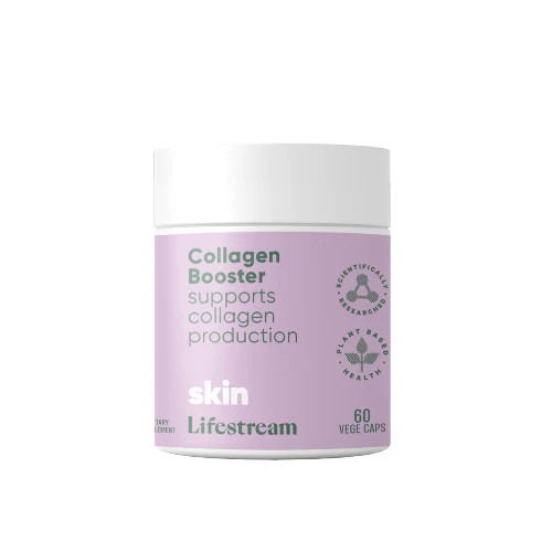 Lifestream Collagen Booster 60 VegeCaps A unique beauty formula with collagen boosting ingredients for youthful, beautiful looking skin. We all want youthful, radiant, hydrated beautiful skin, right?! But as we age (or expose our skin to stress from weather and the environment), our skin can become less hydrated and more prone to wrinkles and lines.