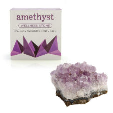 Raw Amethyst Wellness Stone Raw uncut amethyst stone approx. 5 cm wide Amethyst is linked to peace, tranquility and relaxation Comes in a magnetic gift box with wellness info 5.90(L) x 4.0(W) x 5.90(H) cm Gift box SKU: DF-GS/AM