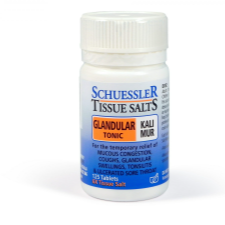 Dr Schuessler Tissue Salts Kali Mur 6X 125 Tablets Potassium Chloride: GLANDULAR TONIC  Every body tissue except bone.  Kali Mur is the remedy for sluggish conditions and regulates the balance of fluids in the body and sees the proper functioning of nerves and muscles.  125 Tablets | Spray