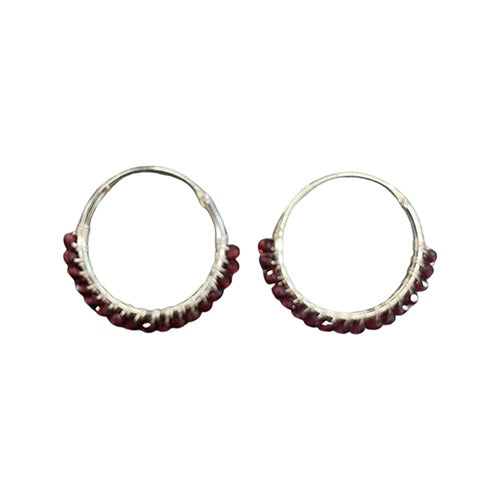 Coro Jewellery Earring Garnet Bead Sterling Silver  SKU: EG20