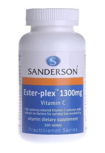 SANDERSON™ Ester-Plex® 1300mg is a very high strength, easy to swallow vitamin C which contains the same natural metabolites as our chewable product to ensure optimum bio-availability to the body, so that the vitamin C is absorbed better than ordinary vitamin C. The vitamin C in Ester-Plex®is also buffered to reduce the chance of gastric upset. 