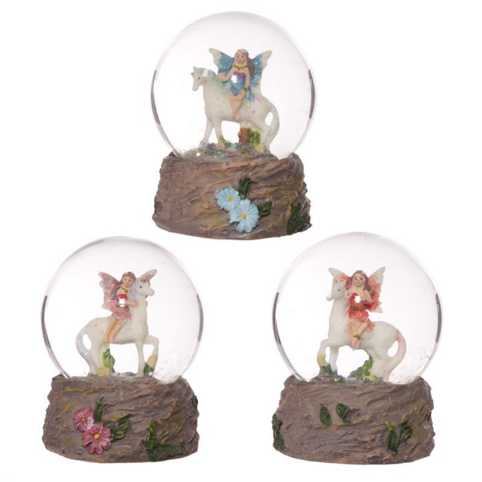 Flower Fairy Riding Unicorn Globe