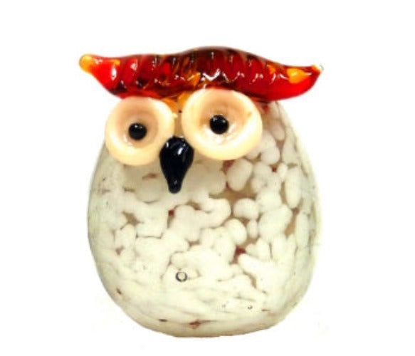 Kaku Owl Glass Mini Red (H) 45mm  SKU:GMIN-110A