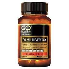 GO MULTI EVERYDAY is a high potency, all in one multi-vitamin and mineral supplement designed for both men and women. GO Multi Everyday works to support energy levels and maintain general health and well-being. Taking a high quality multi vitamin and mineral supplement is recommended by Healthcare Professionals worldwide.