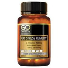 GO STRESS REMEDY contains 400mg of L-Theanine (free form) per VegeCapsule. Taken daily, this 1-A-Day formula supports good mood, relaxation, calming and helps to chill out over-stimulation caused by caffeine and stress, while also supporting mental clarity and focus without drowsiness.