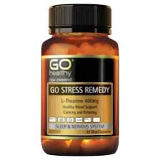 GO STRESS REMEDY contains 400mg of L-Theanine (free form) per VegeCapsule. Taken daily, this 1-A-Day formula supports good mood, relaxation, calming and helps to chill out over-stimulation caused by caffeine and stress, while also supporting mental clarity and focus without drowsiness. 