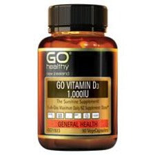 GO VITAMIN D3 1000IU is often referred to as the sunshine supplement as our body’s naturally produces Vitamin D when exposed to sunshine. But due to the winter season, weather conditions, sunscreen and our indoor lifestyle, the body’s ability to produce optimal Vitamin D levels may result in a deficiency in this important nutrient. Vitamin D is essential for bone health, immune protection and positive mood. 