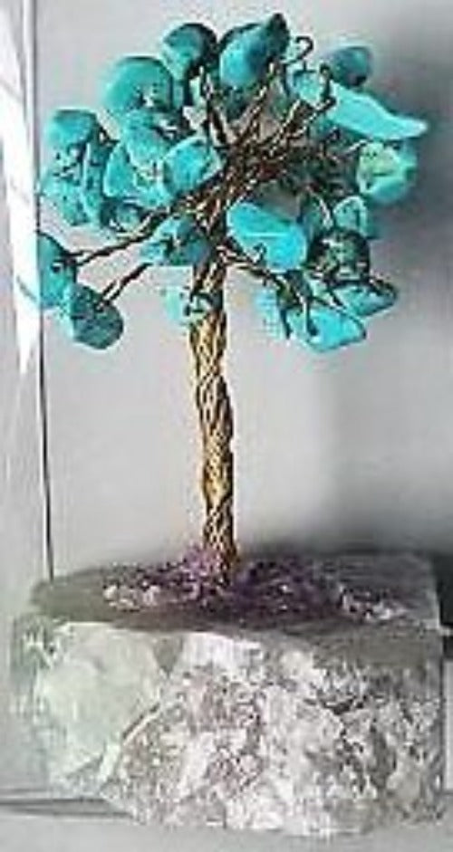 Gemstone Tree Crystal Base Turquoise Height 10 cm SKU: GTTQ