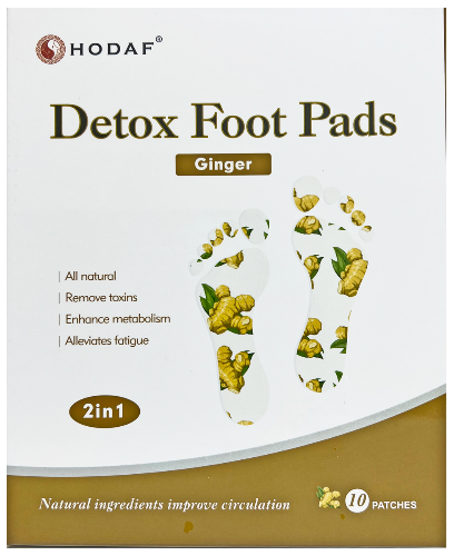 HODAF Detox Foot Patches - Ginger 10pk. HODAF ® NATURAL PADS FOR THE DETOXIFICATION OF YOUR BODY.  An effective and natural method for the detoxification of your body, the improvement of your sleep quality and the reduction of stress