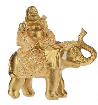 Lucky Buddha Sitting on Glitter Elephant