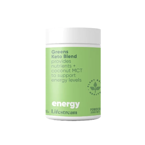 Lifestream Greens Keto Blend 200g Powder A super greens phytonutrient boost. Have you made the switch to Keto, and feel like you're struggling with low energy levels? Increasing the nutrients in your diet will support healthy everyday energy levels, and Lifestream’s Greens Keto Blend is designed especially for you.