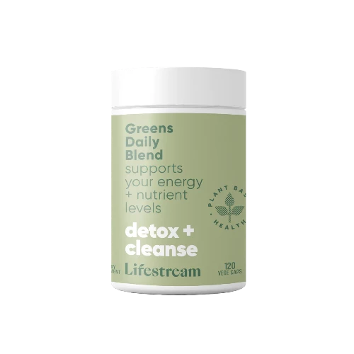 Lifestream Greens Daily Blend 120 VegeCaps Detox support from the goodness of greens. Lifestream Greens Daily Blend (FKA Ultimate Greens) is a unique combination of three nutrient dense superfoods: Spirulina, NZ Barley Grass, and Chlorella. This powerful formula helps you to boost your daily greens intake and provides your body with a natural, highly concentrated source of nutrients including carotenoids, chlorophyll, vitamins, minerals and antioxidants.