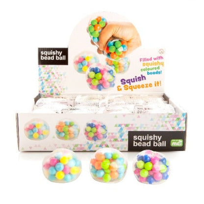 Squishy Bead Ball Squishy bead ball that will make your stress melt away Clear silicone casing filled with bouncy colourful beads Comes in 3 assorted colours SKU: HY-SBB