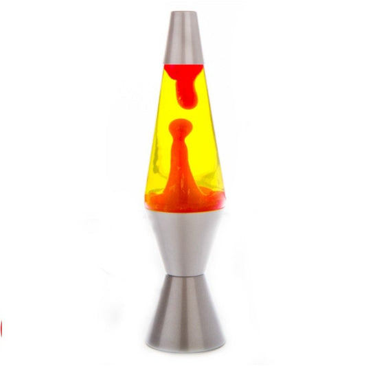 Diamond Motion Lamp Silver Red Yellow Silver base, red wax and yellow liquid Light warms up wax causing it to float throughout the liquid Bottle holds 20oz of fluid  92(L) x 92(W) x 360(H) mm Colour box Direct to wall power  SKU: LP-113