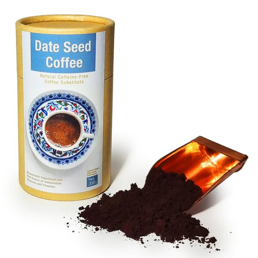 MagicT - Caffeine Free Natural Coffee Substitute Date seed coffee is a unique natural caffeine-free energizer drink made of date seeds. Date seeds contain significant amounts of beneficial food ingredients such as oleic acid, dietary fibres, and polyphenols.