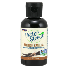 NOW Better Stevia® Liquid – French Vanilla 59ml. What is BetterStevia?  NOW BetterStevia is a zero-calorie, low glycemic, natural sweetener that makes a perfectly healthy substitute for table sugar and artificial sweeteners.  Unlike chemical sweeteners, NOW BetterStevia contains a certified organic stevia extract. NOW Foods takes special measures to preserve Stevia’s natural qualities in this unique, better-tasting stevia.