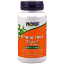 NOW Ginger Root Extract 250mg 90 Veg Caps What is Ginger Root Extract?  Ginger (Zingiber officinale) is a plant native to Southeast Asia that has a long history of use by traditional herbalists and is commonly used as a culinary spice. Ginger has more recently been shown to support digestive health and helps to temporarily relieve mild nausea and upset stomach.  In addition, ginger possesses a wide range of powerful free radical-quenching compounds.