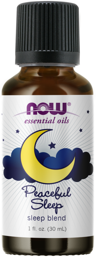 NOW Peaceful Sleep Oil Blend 30ml For aromatherapy use. Create a room mister by adding 30 drops to 1 oz. of water in a spray bottle. Great for unwinding before a nap or for a good night’s sleep.