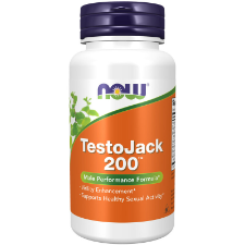 NOW TestoJack 200, 200mg 60 Veg Caps What is TestoJack?  NOW® TestoJack 200™ is a combination of natural herbal ingredients known to support a man's healthy sexual activity and overall vitality.  With Tongkat Ali, Tribulus, Maca and Horny Goat Weed, TestoJack 200™ is a targeted botanical formula that a man can use to maintain reproductive function, libido, and sexual performance.  