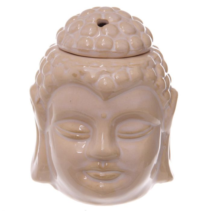 Crackle Glaze Thai Buddha Head Ceramic Oil Burner Pink Height 12.5cm Width 9cm Depth 10.5cm SKU: OB193A