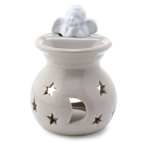 Eden Moon and Stars Cherub Ceramic Oil and Wax Burner Cream