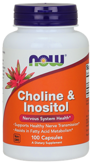 NOW Choline & Inositol 500mg 100 Veg Caps. What is Choline & Inositol?  Choline & Inositol are members of the B-vitamin family. Choline is necessary for normal synaptic transmission, brain health, and fatty acid metabolism in the liver.  Inositol is also essential for brain and nervous system health.  Both Choline and Inositol are essential components of all cell membranes.