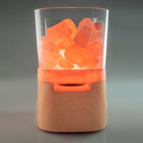 A wonderful way to enjoy your favourite music whilst purifying the air. Himalayan salt lamp combined with a speaker to create the perfect ambience.  Himalayan salt crystal lamp Features a wood-look base and four different glowing light modes Easy connection to most Bluetooth enabled devices Rechargeable battery so you can listen to your favourite tunes again and again