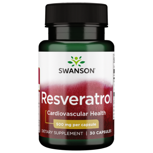 SWANSON Resveratrol 500mg, 30 Capsules 1st Stop, Marshall's Health Shop!  What is Resveratrol?  For cardiovascular health and longevity, try Swanson Resveratrol! This high-quality supplement delivers 500 mg of resveratrol in every capsule, helping to promote daily good health. 