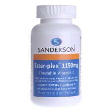 SANDERSON™ Ester-Plex® high strength chewable vitamin C contains natural metabolites to ensure optimum bio-availability to the body, so that the vitamin C is absorbed better than ordinary vitamin C. The vitamin C in Ester-Plex® is also buffered to reduce the chance of gastric upset.