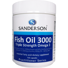SANDERSON™ Fish Oil 3000, Triple Strength Omega 3 uses purified concentrated natural fish oil to deliver a much higher Omega 3 content than ordinary fish oil, meaning you don't have to take as many capsules to get the dose that you need
