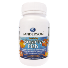 SANDERSON Smarty Fish Omega 3 plus Colostrum, Iodine & Zinc 120 Capsules Numerous international studies have found Children’s diets frequently do not include the recommended servings of fish to provide adequate levels of Omega 3 essential fatty acids for good physical and mental health.