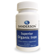 SANDERSON Superior Organic Iron 100 Tablets Iron deficiency is one of the most common nutritional deficiencies in the world, including New Zealand. Iron is a mineral that is vital to both physical and mental wellbeing. It is found in every cell of the body. Iron forms a key component of haemoglobin, the element of blood that transports oxygen around the body, supplying muscles for physical activity.