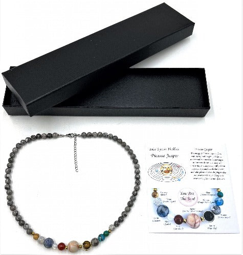 Solar System Necklace Grey Picasso Jasper