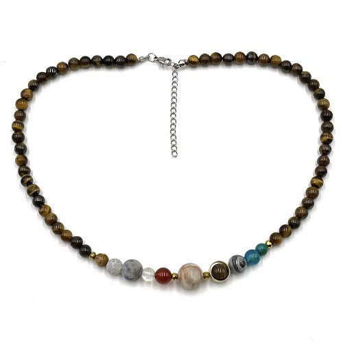 Solar System Necklace Tiger Eye