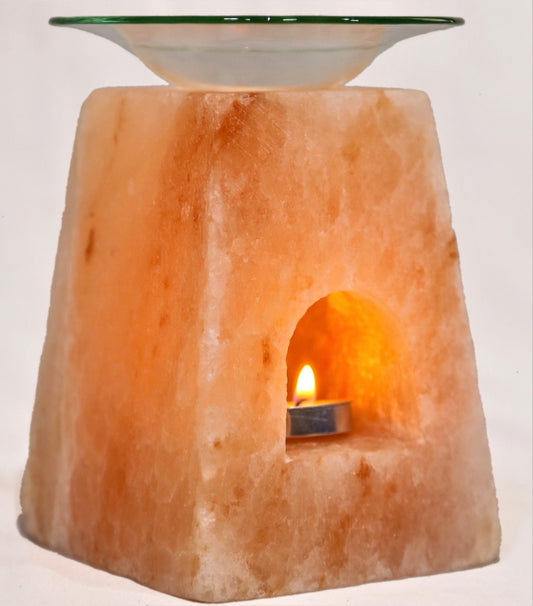 Himalayan Salt Pyramid Oil Burner Authentic Himalayan Salt Lamp.  SKU: SOBP