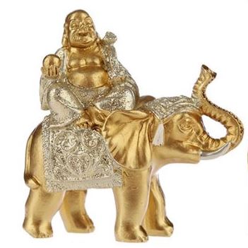 Lucky Buddha Sitting on Glitter Elephant