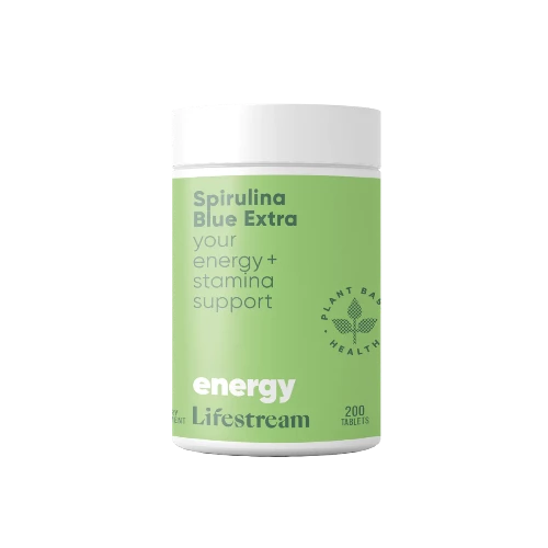 Lifestream Spirulina Blue Extra 200 Tablets For extra immune and recovery support. Feeling tired? Are you lacking in iron and vitamin B12? Perhaps you’re super active or maybe just stressed from having too much on? Great news! We have created the perfect supplement for you with our Spirulina Blue Extra! 