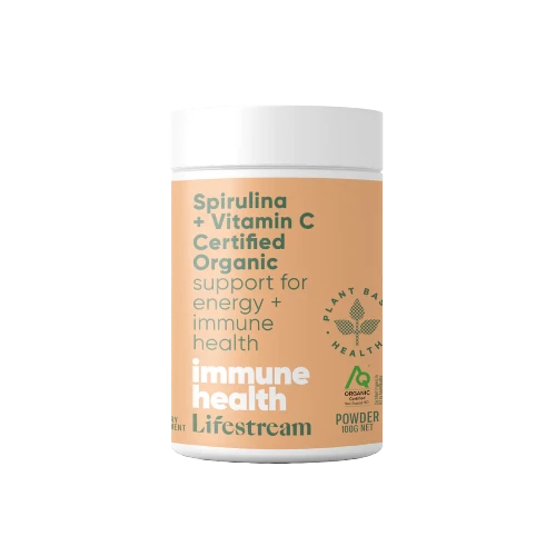 The ideal immune and energy combination for everyday use. Lifestream Spirulina + Vitamin C is a certified organic blend of two of the world’s best superfoods – Spirulina + Acerola berries. Rich in vitamin C, it is a powerful combination to support your natural immune defences. This unique formula provides a wide range of naturally occurring antioxidants, nutrients + important co-factors for easy absorption.