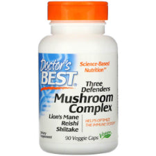 Doctor's Best Three Defenders Mushroom Complex contains beta-D-glucans from an organic trio of mushrooms - Lion's Mane, Reishi and Shiitake. Mushrooms are powerhouses from the Fungi Kingdom with nutritional and health benefits for thousands of years. Ancient royalty has sought mushrooms for longevity, circulation, cognition, digestion, nerve, liver, and oxidants with immunostimulatory effects to optimize the immune system. 