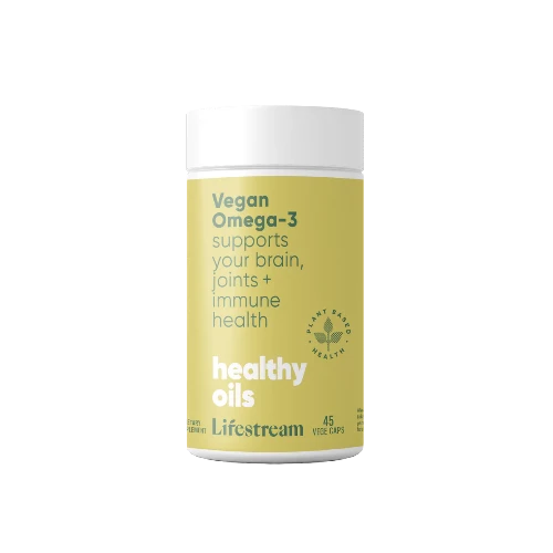 Lifestream Vegan Omega-3 45 VegeCaps A pure plant omega 3 algae oil for healthy joints, mobility and well-being. Are you looking for an easy supplement to help support heart health, healthy cholesterol levels, mental clarity and focus, joint mobility, bone health and density, or even fetal brain development? Omega 3 can do it all.
