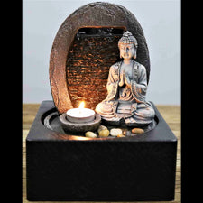 Water Feature Buddha With Candle  18X18X25 CM  Warm-white light  SKU: WF46