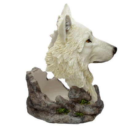 Protector of the North Dream Walker White Wolf Bottle Holder Height 19.5cm Width 13cm Depth 17cm SKU: WOLF33